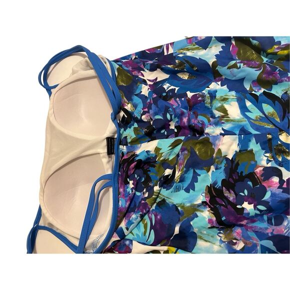 Catalina 1 Piece Tank Swimsuit Women’s Size 2X (18W-20W) Blue Floral Print NWT - Picture 6 of 10